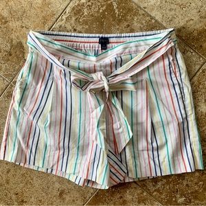 JCREW striped tie-waist short in stretch cotton poplin